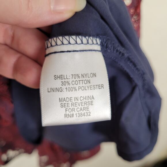 Mod Cloth A Night Like This blue and red lace ruffle hem halter dress Size 8 - Picture 10 of 15